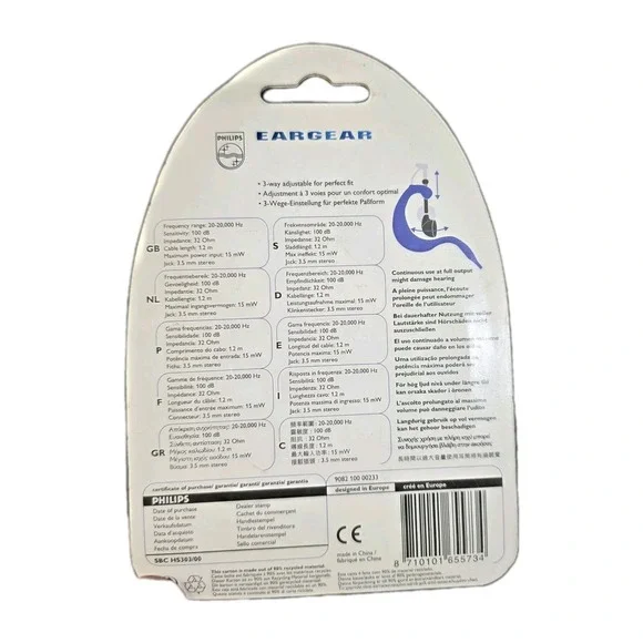 Philips SBC-HS303 Over The Ear Earbuds Headphones 3-Way Wired Plug In SEALED - Picture 3 of 4